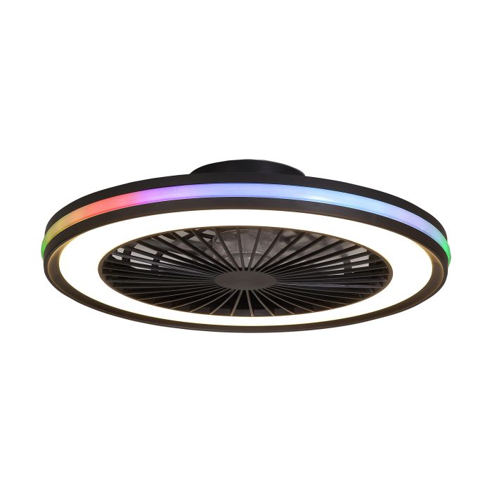 Mantra Gamer 60W LED Dimmable White/RGB Ceiling Light With Built-In 26W DC  Reversible Fan, c/w Remote Control, 4200lm, Black | IL-M7862 | Mantra
