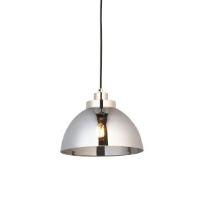 Caspa 1 Light E27 Bright Nickel  Adjustable Pendant C/W Smoked Mirrored Glass Shade