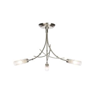 Bamboo 3 Light G9 Satin Chrome Semi Flush Ceiling Light With Glass Shades