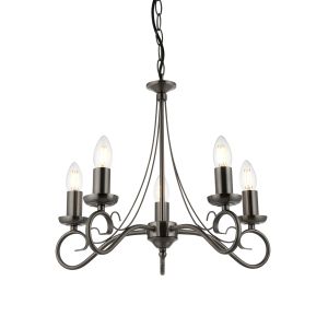 Trafford 5 Light E14 Antique Silver Adjustable Ceiling Pendant