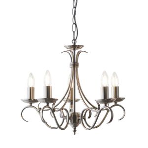 Bernice 5 Light E14 Antique Silver Adjustable Ceiling Pendant