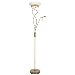 Endon MONACO-AN Monaco Single Floor Lamp Antique Brass Plate/Frosted Finish