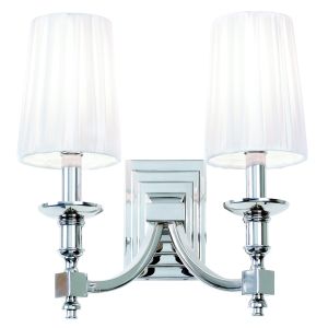 Endon DOMINA-2WBNI Domina Double Wall Light Nickel Plate/White Fabric Finish