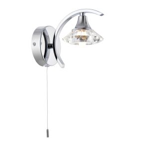 Endon LANGELLA-1WBCH Langella Single Wall Light Polished Chrome Plate/Clear Crystal Finish