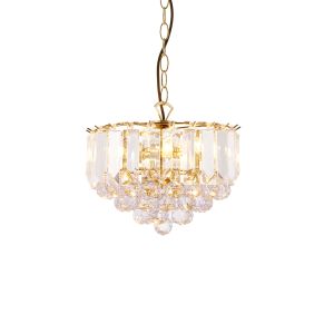 Endon FARGO-12BP Fargo 3 Light Pendant Brass Plate/Clear Acrylic Finish