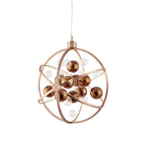 Endon MUNI-CO Muni Single LED Pendant Copper Plate With Clear/Polished Chrome Finish