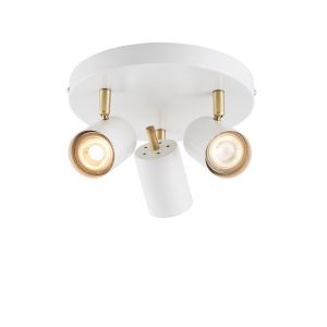 Gull 3 Light 3.5W LED 3000K GU10 Matt White & Satin Gold Round Surface Ceiling Spotlight