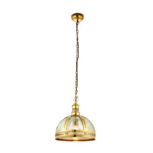 Vienna 1 Light E27 Solid Brass Adjustable Half Domes Pendant With Mercury Glass