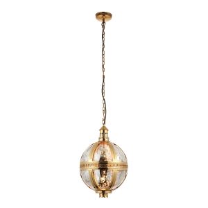 Vienna 1 Light E27 Solid Brass Adjustable Round Pendant With Mercury Glass