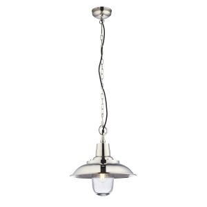 Langley 1 Light E27 Polished Nickel Adjustable Pendant With Clear Glass Shade