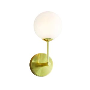 Otto 1 Light G9 Brushed Brass Wall Light With Gloss Opal Glass Shade