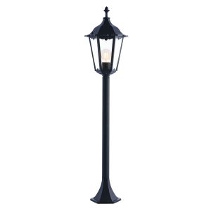 Burfold 1 Light E27 Matt Black Die Cast IP44 Outdoor Bollard Lantern Light With Clear Glass Panels