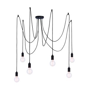 Studio 6 Light E27 Matt Blakc Adjustable Multi Pendant