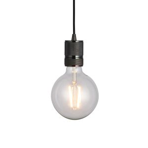 Urban 1 Light E27 Black Chrome Adjustable Pendant With Black FabricFlex