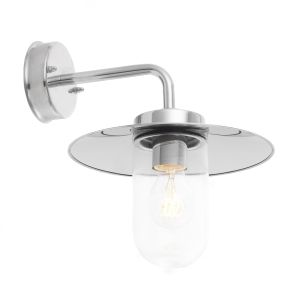 Addisson 1 Light E27 Polished Chrome Outdoor IP44 Wall Light With Clear Glass Shade