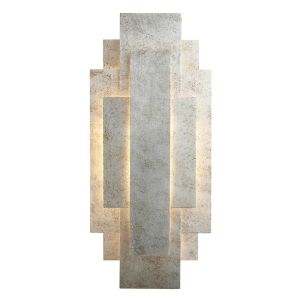 Hidra 2 Light G9 Hand Finished Antique Silver Leaf Rectangular Panel Wall Light