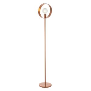 Hoop 1 Light E27 Brushed Copper Floor Lamp C/W Inline Foot Switch