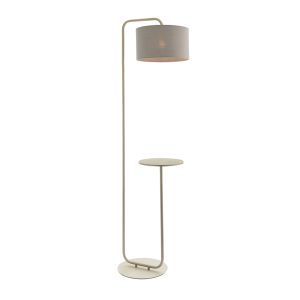 Chic 1 Light E27 Champagne Floor Lamp With Inline Foot Switch With 32cm Table Top C/W Slate Grey Shade