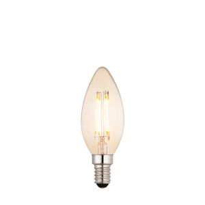 4W E14 Amber Tinted Dimmable LED Filament Candle Bulb, 2700K 360 Lumens