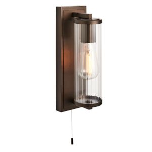 Fiume 1 Light E27 Bathroom IP44 Wall Light Dark Bronze