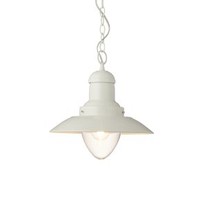 Polperro 1 Light E27 Cream Gloss Painted Fisherman Lantern Pendant With Clear Glass