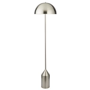 Nova 1 Light E27 Brushed Nickel Floor Lamp With Gloss White Inner Shade