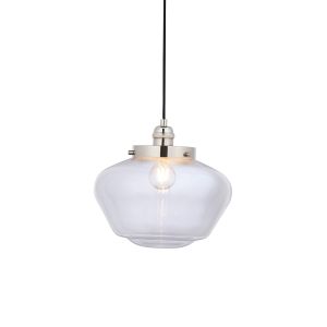 Marmi 1 Light E27 Adjustable Pendant Bright Nickel With Clear Glass