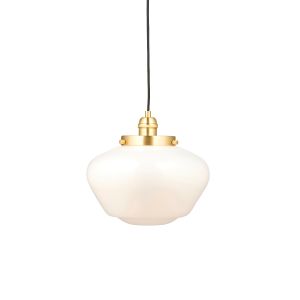 Marmi 1 Light E27 Adjustable Pendant Brass With Opal Glass