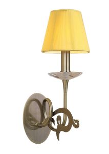 Acanto Wall Lamp 1 Light E14, Antique Brass With Amber Cream Shade