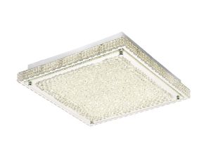 Amelia Square Flush Ceiling 21W 1700lm LED 4000K Stainless Steel/Crystal, 3yrs Warranty