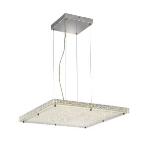 Amelia Square Pendant 44W 3900lm LED 4000K Stainless Steel/Crystal, 3yrs Warranty