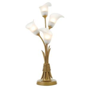 Ancona Table Lamp With In-Line Switch 4 Light G9 Satin French Gold/Frosted Glass