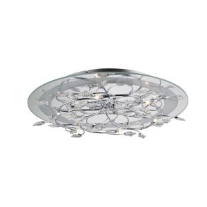 Aurora 56cm Flush Ceiling Round 6 Light G4 With RGB LEDs Chrome/Crystal (Not Suitable For Mail Order Sales, COLLECTION ONLY), NOT LED/CFL Compatible
