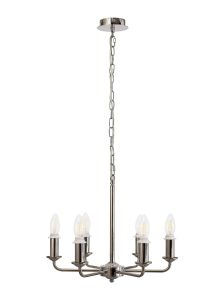 Banyan 44cm 6 Light Multi Arm Pendant/Semi Flush Without Shade, c/w 1.5m Chain, E14 Polished Nickel