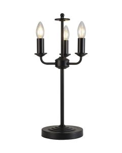 Banyan 3 Light Switched Table Lamp Without Shade, E14 Matt Black