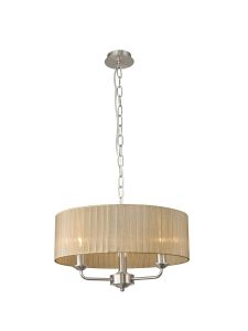 Banyan 3 Light Multi Arm Pendant With 45cm x 15cm Organza Shade Satin Nickel/Soft Bronze