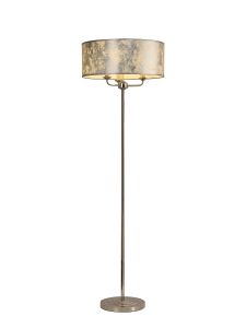 Banyan 3 Light Switched Floor Lamp With 50cm x 20cm Silver Leaf With White Lining Shade Polished Nickel/Silver Leaf