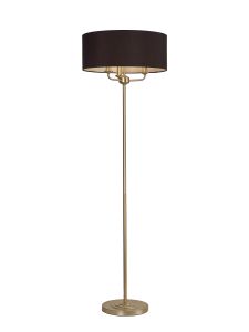 Banyan 3 Light Switched Floor Lamp With 50cm x 20cm Faux Silk Fabric Shade Champagne Gold/Black