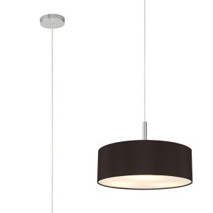 Baymont Polished Chrome  3 Light E27 Single Pendant, With 45cm x 15cm Faux Silk Shade, Black