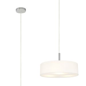 Baymont Polished Chrome  5 Light E27 Single Pendant, With 45cm x 15cm Faux Silk Shade, White