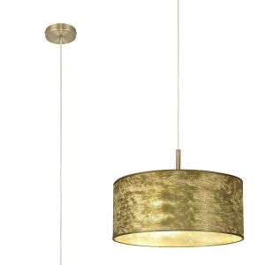 Baymont Antique Brass  3 Light E27 Single Pendant With 50cm x 20cm Gold Leaf Shade