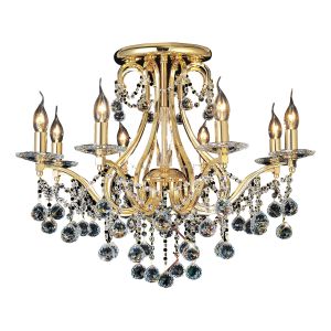 Bianco 74cm Ceiling 8 Light E14 French Gold/Crystal