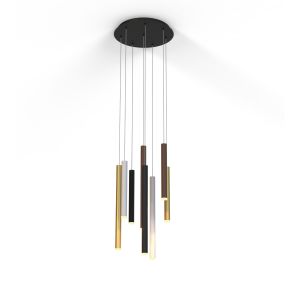 Cala 40cm Round 8 Light Pendant, 48W LED, 3000K, 3360lm, Sand White/Sand Black/Gold/Rust Brown, 3yrs Warranty