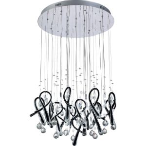 Class 60cm Pendant Round 20 Light G4 Polished Chrome/Black Glass/Crystal, NOT LED/CFL Compatible