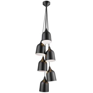 Magister 6 Light E27 Adjustable Matt Black Pendant