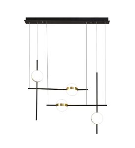 Cuba Criss Cross Linear Pendant 4 Light, 32W LED, 3000K, 2400lm, Gold, Black, 3yrs Warranty