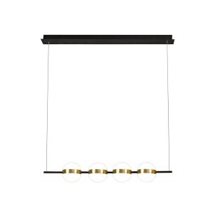 Cuba Linear Pendant 4 Light, 32W LED, 3000K, 2400lm, Gold/Black, 3yrs Warranty