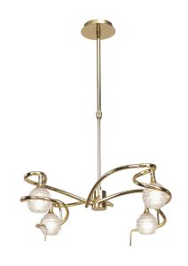 Dali 58cm Telescopic Pendant Convertible To Semi Flush 4 Light G9, Polished Brass