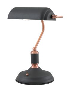 Edessa Table Lamp 1 Light With Toggle Switch, Graphite/Copper