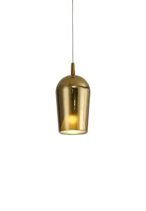 Elsa 17cm Assembly Pendant (WITHOUT PLATE) With Champagne Glass Shade, 1 Light E27, Gold Glass With Frosted Inner Cone